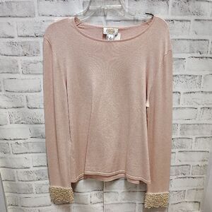 Talbots Pink Embellished Long Sleeve Blouse